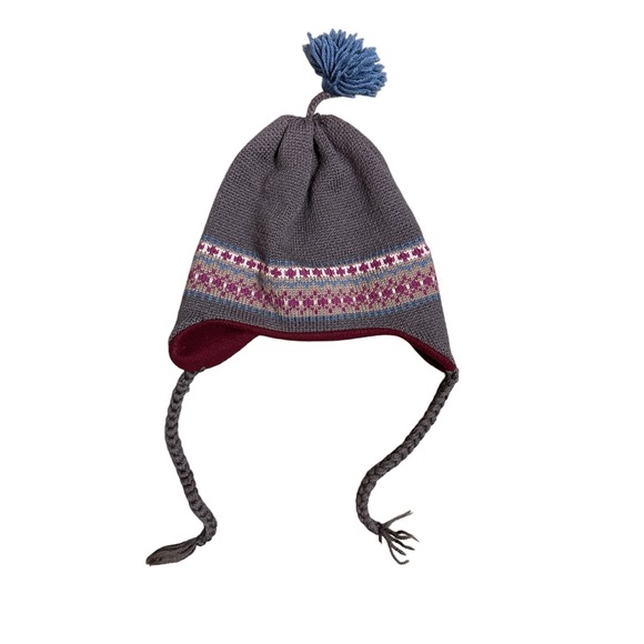 Darn Fine Hats Accessories - Darn Fine Hats Wool Beanie Hat Pom Pom Ear Flaps Fair Isle Design‎ Vintage